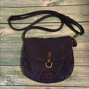 Travelon Dark Blue Crossbody Bag with Brown Accents